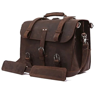 Vintage Crazy Horse Echtes Leder Männer Aktentasche Business Tasche Große Leder Aktentasche Männlichen 15.6 "Laptop Fall Schulter Tasche büro.