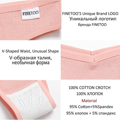 FINETOO 3/5Pcs Cotton Brazilian Panties Women's Panties Sexy V Waist T-Back Underwear Female Soft Underpants Lady Bikini Lingeri.