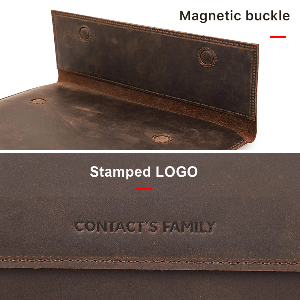 Genuine Leather Laptop Case For Macbook Air 13 M1 M2 M3 M4 Macbook Pro 14 15 16 Sleeve Cover Men Notebook Computer Carrying Bag.