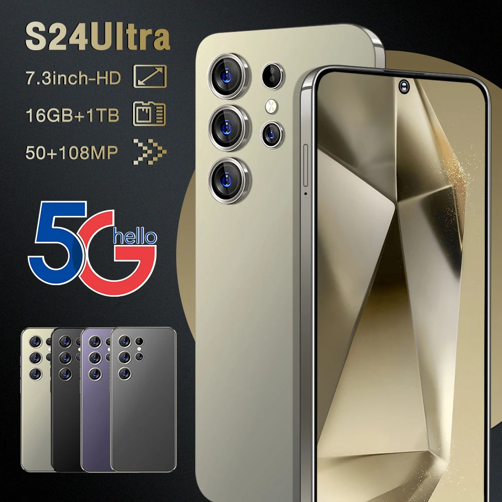 S24 Ultra 16G+1TB High Configuration Android Smart Phone Octa Core 108MP Global 5G Dual SIM Dual Big Screen English LTE CDMA.