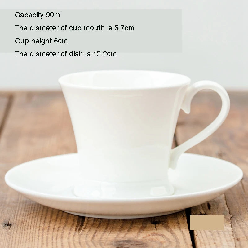 Pure White Bone China Coffee Cup Ceramic Simple Nordic Latte Cups Creative Fancy Afternoon Tea Cafe Coffee Cup and Saucer Spoon