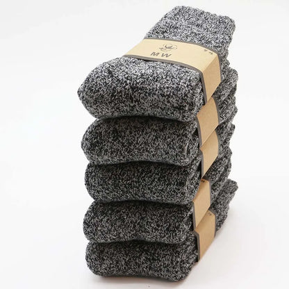 Winter Men's Merino Wool Socks Super Thick Warm High Quality Harajuku Retro Snow Casual Antifreeze Socks 5 Pair