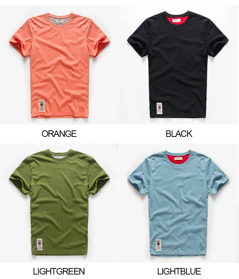 New Men Cotton Solid T-Shirt Mens Short Sleeve T-shirt Multi Pure Color Fancy Yarns T Shirt Color Wine White Blue.