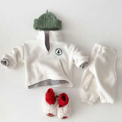 Baby Jungen Kleidung Sets Kinder Verdicken Sweatshirt Kinder Kleidung Mädchen Solide Baumwolle Langarm Pullover Tops + Hose Anzüge 2 stücke.