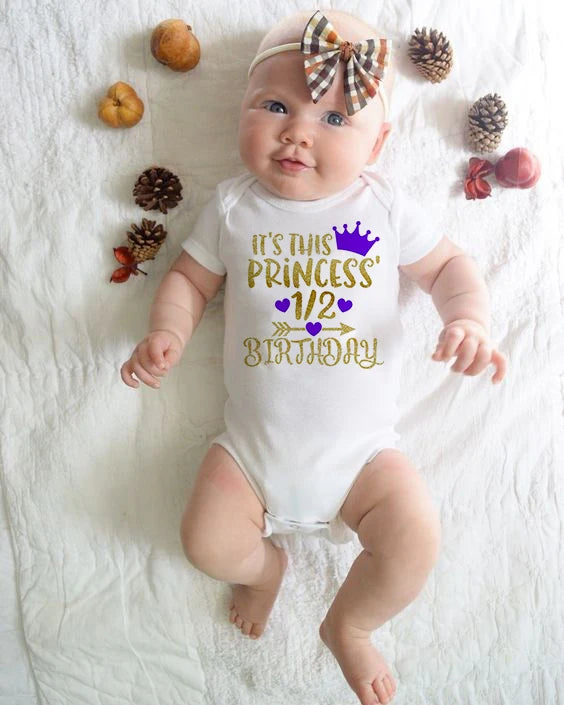 Eine hälfte geburtstag strampler Halb brithday hemd 1/2 Halb Geburtstag einteiliges Junge halbe geburtstag outfits Geschlecht Neutral Baby geschenk