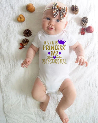 Eine hälfte geburtstag strampler Halb brithday hemd 1/2 Halb Geburtstag einteiliges Junge halbe geburtstag outfits Geschlecht Neutral Baby geschenk