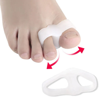 2pcs=1pair Silicone Two Hole Toe Separator Gel Foot Finger Protector Bunion Orthopedic Hallux Valgus Guard Straightener Pedicure.