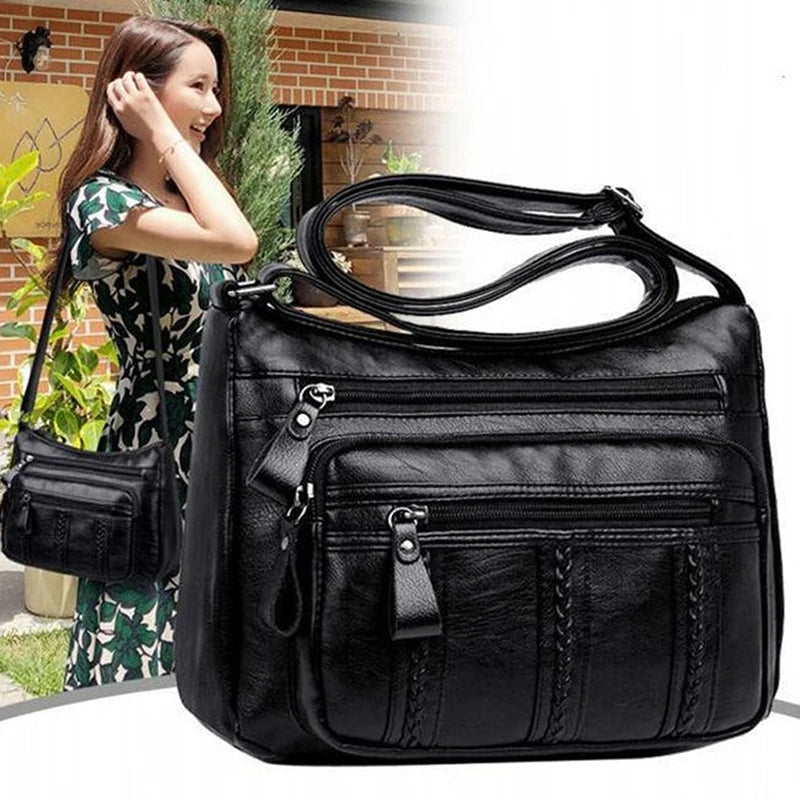 Designer Women Crossbody Bag Soft Pu Leather Shoulder Bag Good Quality Messenger Bag Small Size Purse Ladies Handbags Black Flap.