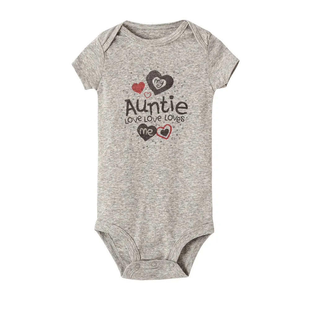 ICH LIEBE DICH ZUM MOND UND ZURÜCK & My Auntie Liebt Mich Gedruckt Jungen Mädchen Infant Playsuits Ein Stück schöne Baby Kid Romper Body