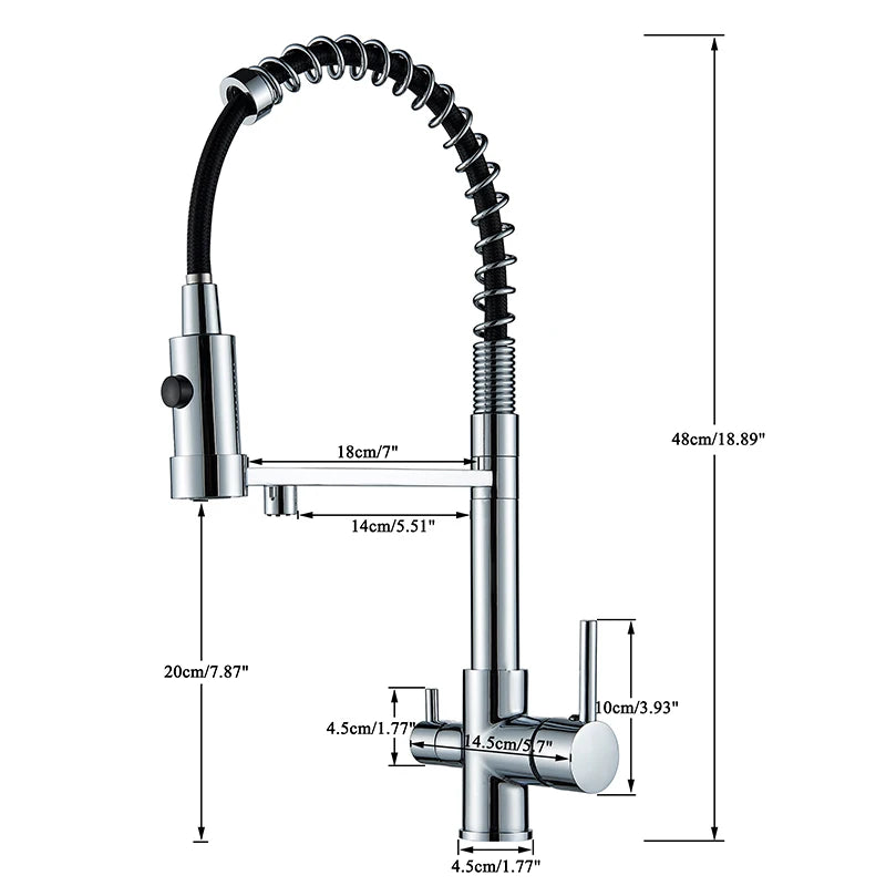 Black Filtered Kitchen Water Filter Kitchen Faucets Dual Spout Filter Faucet Mixer Water Purification Water Crane For Kitchen