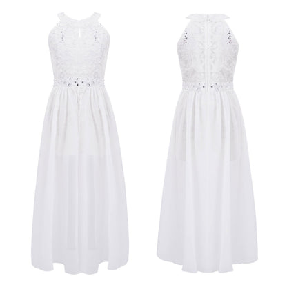 Kinder Mädchen Ärmellose Blumen Spitze Strass Party Kleid Dance Strampler für Schule Pageant Geburtstag Hochzeit Bühne Leistung
