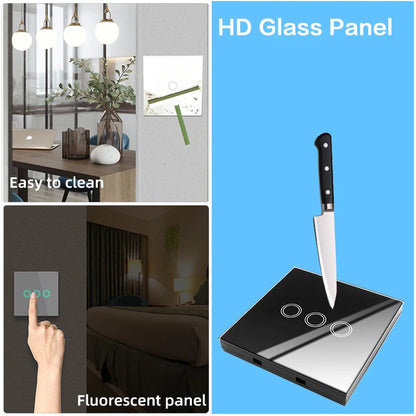 433 MHz intelligenter Lichtschalter Rf Wireless Touch Wandschalter mit Fernbedienung gehärtetes Glas Panel Schalter für Zuhause LED LAMPE 220 V.