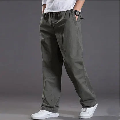 Mens casual Cargo Cotton pants men pocket loose Straight Pants Elastic Work Trousers Brand Fit Joggers Male Super Large Size 6XL.