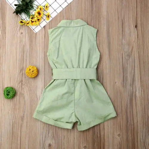 Mode Kinder Baby Mädchen Kleidung Ärmellose Fliege Taille Playsuits Outfits Sommer Sunsuit Insgesamt Kinder Kleidung.