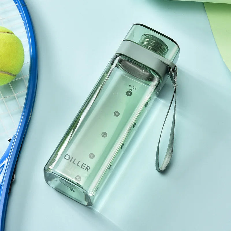 Fashion Square Frosted Plastic Water Bottle Portable Leakproof Transparent Gym Bottle Outdoor Sport Direct Drinking Cup BPA Free