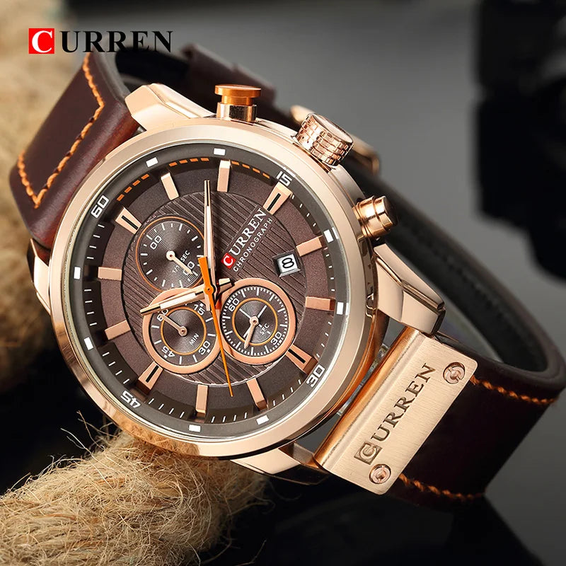 CURREN Brand Watch Men Leather Sports Watches Men's Army Military Quartz Wristwatch Chronograph Male Clock Relogio Masculino.