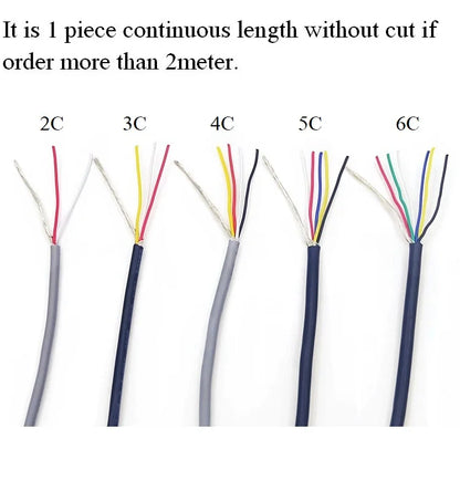 1M 24AWG Shielded Wire Signal Cable 2 3 4 5 Core PVC Insulated Channel Audio Headphone Copper Control Shielding Wire UL2547.