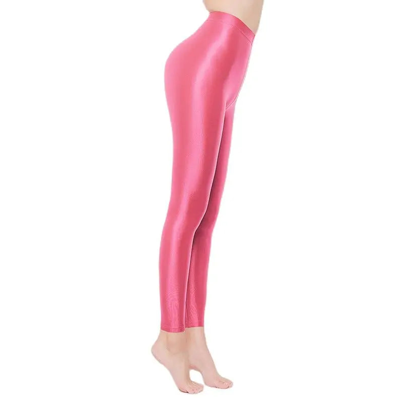 LEOHEX-Satin Glossy Sexy Leggings for Women,Trousers,Glitter Stockings,Shiny,Ankle-Length Pants,High Waist Tights,Japanese Jeggi.