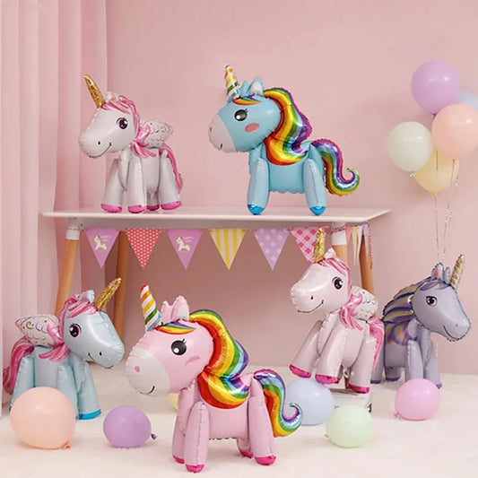 4D Einhorn Thema Luftballons Dekoration Alles Gute zum Geburtstag Party Supplies Tier Folienballon Balony Einhorn Mädchen Babyparty Luftballons.