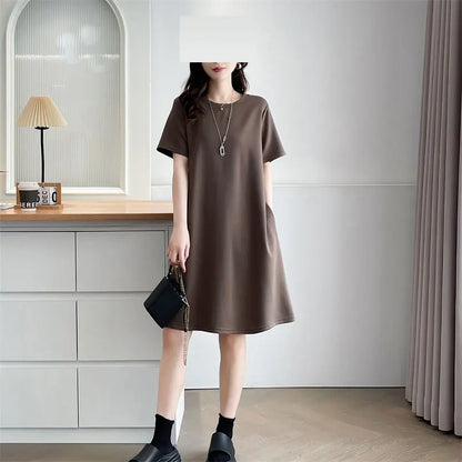 New Summer Style XL-4XL Plus Size Women's Dress Versatile and Fashionable with Elastic Waist Slimming and Loose Fit