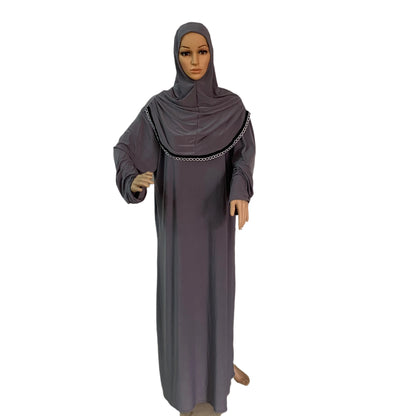 H118 Free size muslim dress with attached hijab pray khimar kaftan  burqa abaya robe hijab middle east clothing.