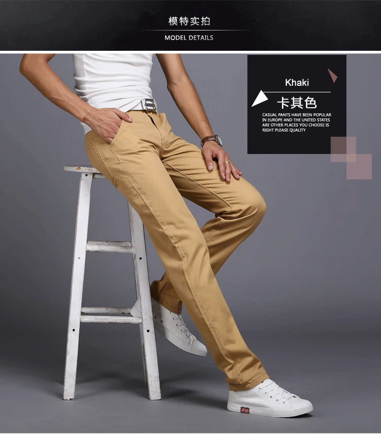 2022 Spring summer New Casual Pants Men Cotton Slim Fit Chinos Fashion Trousers Male Brand Clothing 9 colors Plus Size 28-38.