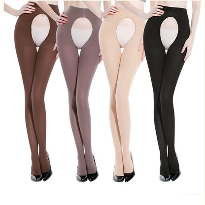 DOIAESKV Women Tights Plus Size 120D Autumn Winter Warm Pantyhose Crotchless High Waist Female Stretchy Slim Skinny Open Tights