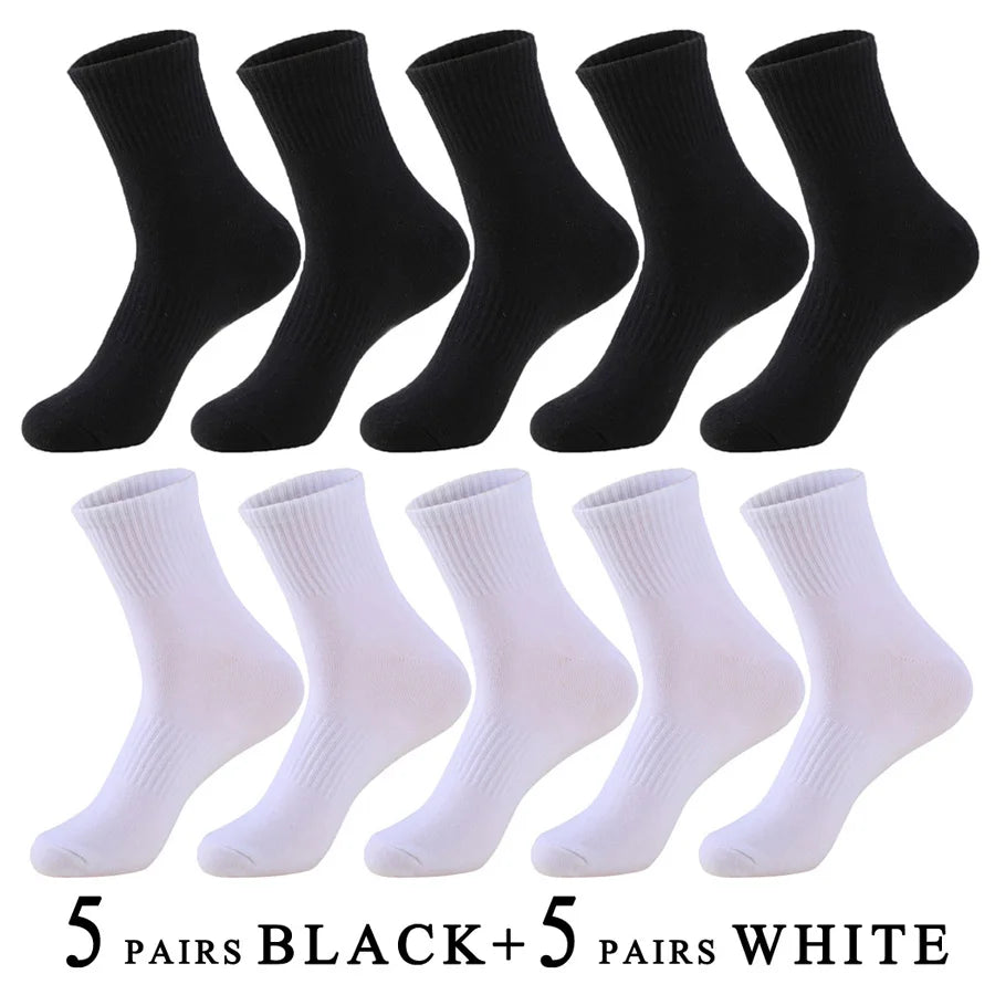 5 Pairs/Lot Socks Men Cotton Running Casual Thick Solid Compression Breathable Outdoor Travel Long High Crew Sock Male 4 Styles.