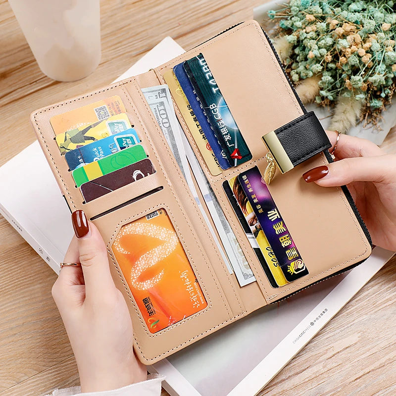 Hollow Leaves PU Leather Women's Long Wallet Fashion Female Coin Purses Hasp Zipper Clutch ID Credit Card Holders Money Bag Clip.