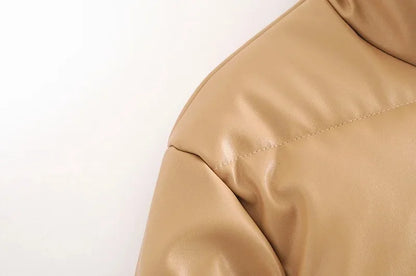 Winter frauen Jacke Dicke Warme Kurze Parka Schwarz Pu Leder Mäntel Frau Parkas Elegante Zipper Baumwolle Jacken Mantel Weibliche neue