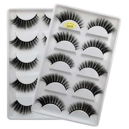 MEISHENJIE 5 pairs eyelashes 3d mink lashes natural long 1 box mink eyelashes 1cm-1.5cm 3d false eyelashes full strip lashes.