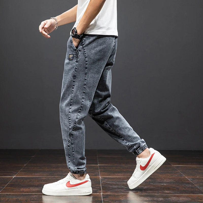 Spring Summer Black Blue Cargo Jeans Men Streetwear Denim Jogger Pants Men Baggy Harem Jean Trousers Plus Size.