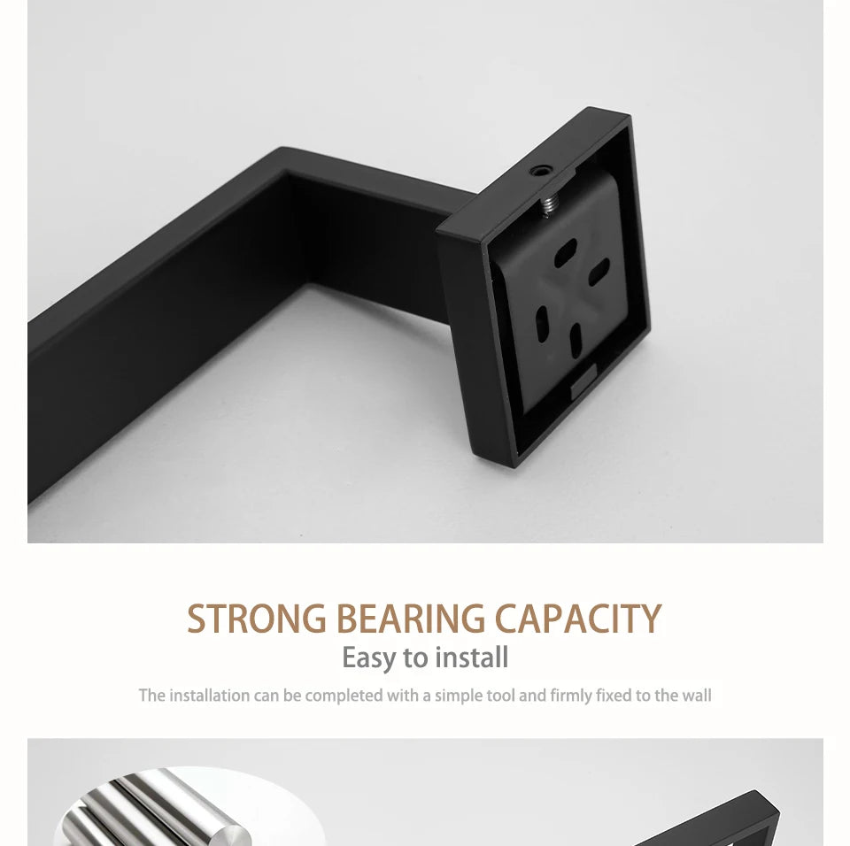 Mattschwarz Badezimmer Hardware Set Kit Zubehör Wandregal Handtuchhalter Rack Schiene Robe Aufhänger Toilettenbürste Rollenpapierhalter Schüssel