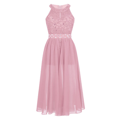 Kinder Mädchen Ärmellose Blumen Spitze Strass Party Kleid Dance Strampler für Schule Pageant Geburtstag Hochzeit Bühne Leistung