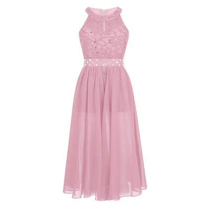 Kinder Mädchen Ärmellose Blumen Spitze Strass Party Kleid Dance Strampler für Schule Pageant Geburtstag Hochzeit Bühne Leistung