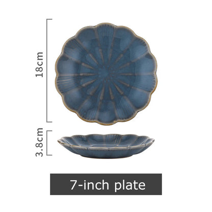 1pc Japanese Dinnerware Ceramic White Blue Dinner Plate Serving Dishes Rice Ramekin Sauce Bowl Microwave Safe.