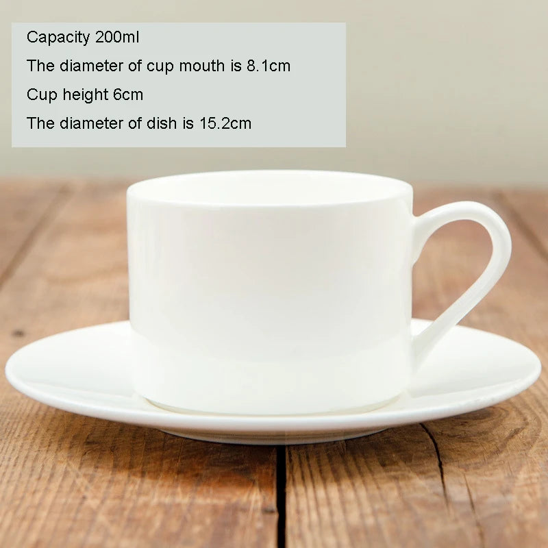 Pure White Bone China Coffee Cup Ceramic Simple Nordic Latte Cups Creative Fancy Afternoon Tea Cafe Coffee Cup and Saucer Spoon