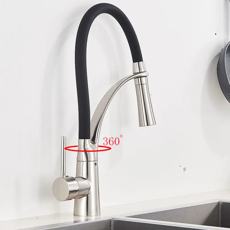 Kitchen Faucet Swivel Pull Down Black Hose Kitchen Sink Faucet Sink Tap Mounted Deck Bathroom Hot And Cold Water Mixer Crane
