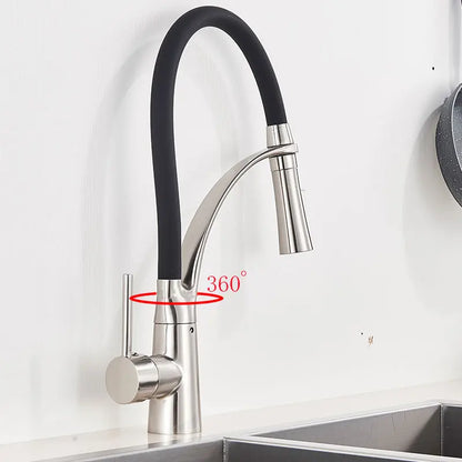 Kitchen Faucet Swivel Pull Down Black Hose Kitchen Sink Faucet Sink Tap Mounted Deck Bathroom Hot And Cold Water Mixer Crane