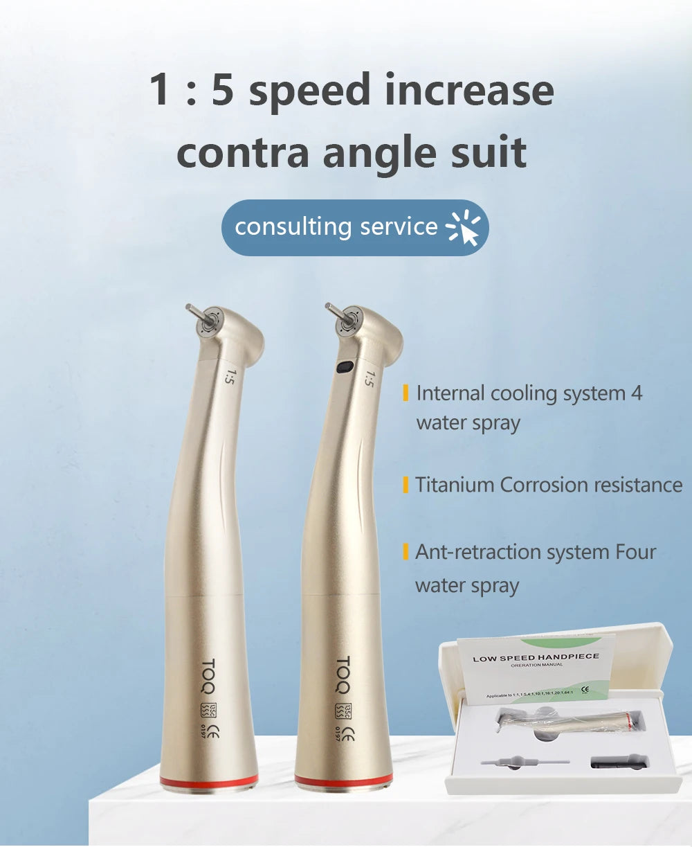 Dental Factory equipment increasing red ring 1:5 with light contra angle handpiece Push Button dental handpiece medical suppl.