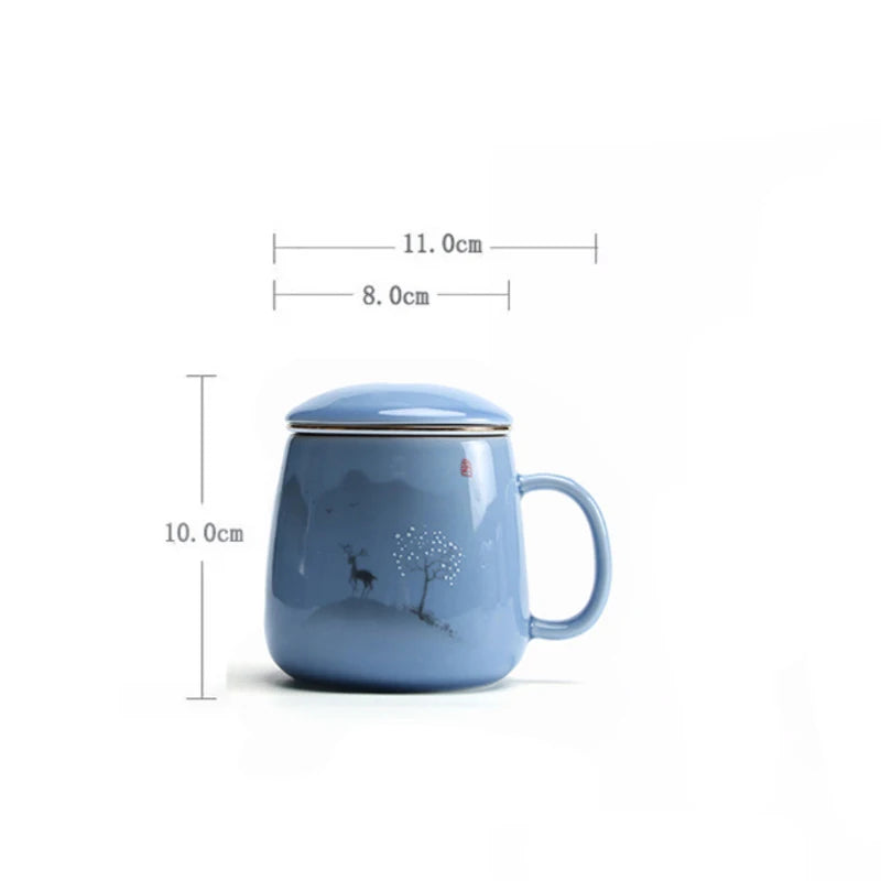 Ceramic Filter Teacup Simple Large Capacity Couple Drinkware Household Coffee Mug with Lid Porcelain Office Tea Separation Cup.