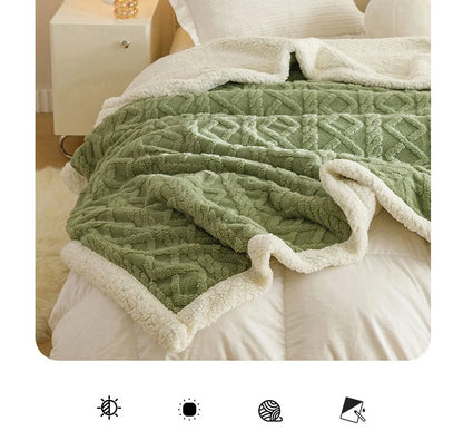 Lamb Fleece Double-Sided Velvet Blanket Double-Layer Thickened Woven Polyester Wearable Blanket