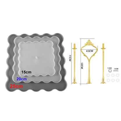 Three-Layer Fruit Dish Epoxy Resin Mold Tea Tray Silicone Molds Storage Tray Mould For DIY UV Resin Coaster Accessories