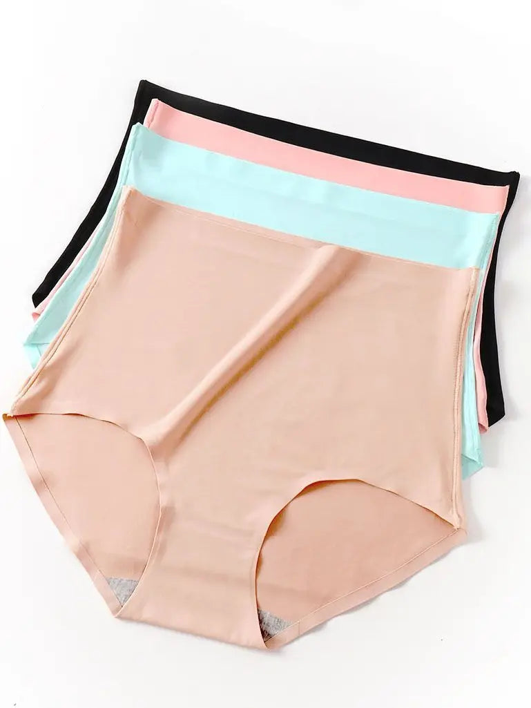 Women's underwear ice silk High waist Seamless Panties soft Lingerie Slimming Abdomen In Hip Lift plus size Breathable Briefs.