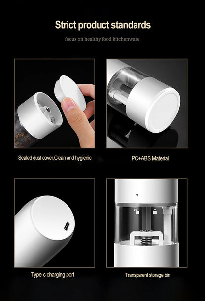 Electric Automatic Salt and Pepper Grinder Set Rechargeable With USB Gravity Spice Mill Adjustable Spices Grinder Kitchen Tools