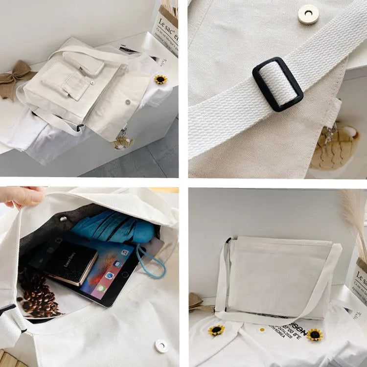 Women Simple Messenger Bag Casual Satchel Ladies Handbags Shoulder Bag Pouch Girls Sweet Printed Canvas Cross School Bags Purses.