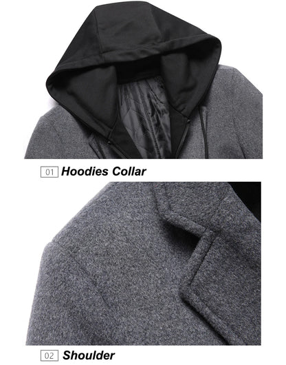 DIMUSI Winter Men's Hooded Wool Jackets Casual Middle Long Scarf Collar Cotton Thick Woolen Coat Male Luxurious Trench Clothing.