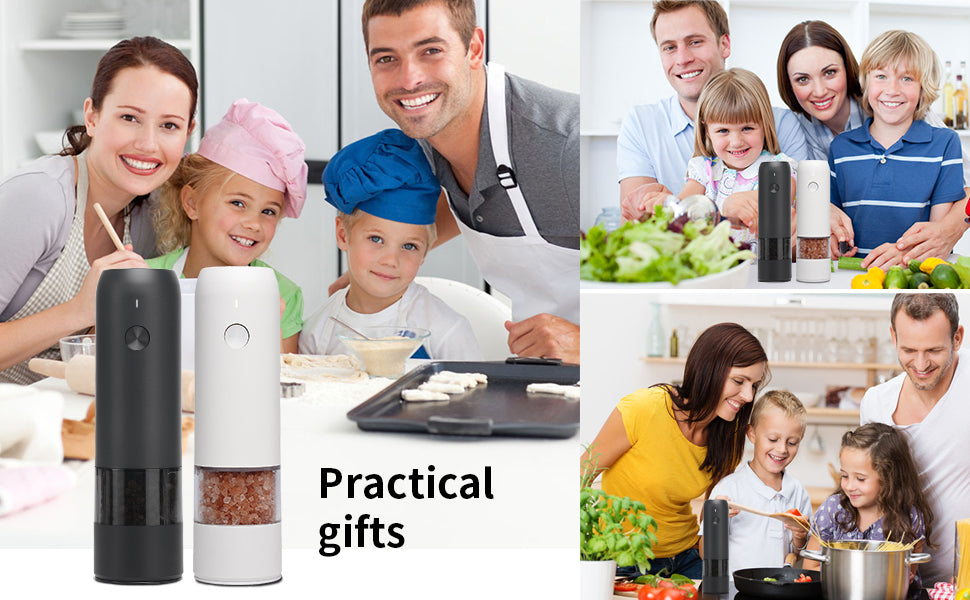 Electric Automatic Salt and Pepper Grinder Set Rechargeable With USB Gravity Spice Mill Adjustable Spices Grinder Kitchen Tools.