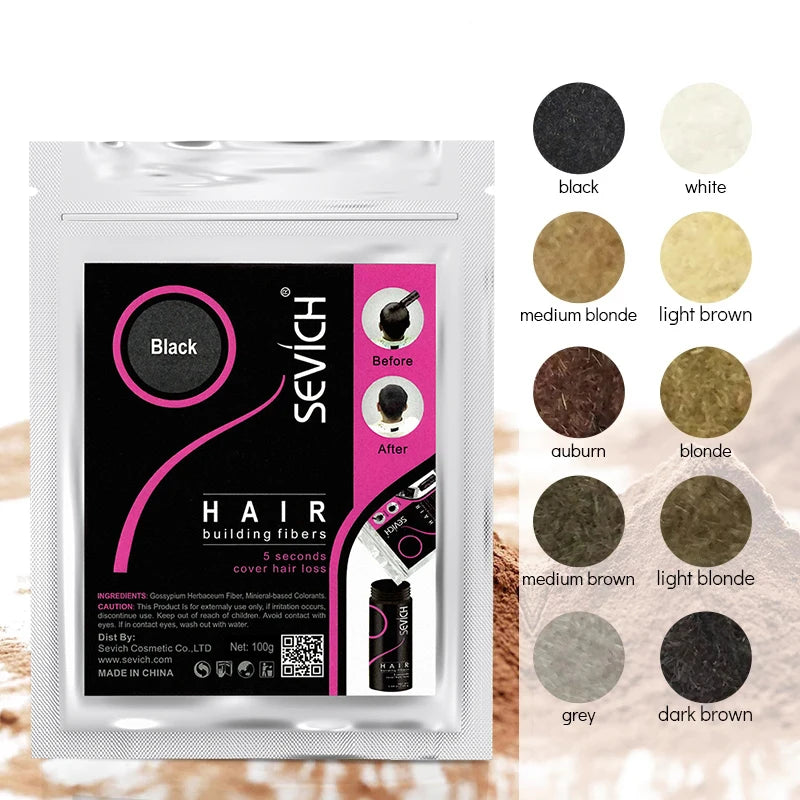 Hair Fibers Hair Building Keratin Powder Hair Color Volume Product Care Treatment Black/Dark Brown 300g Refill.