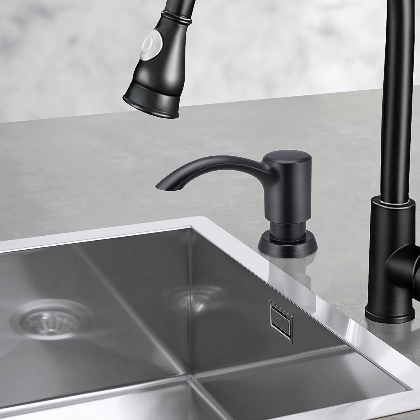 Samodra Nickel Soap dispenser Black Kitchen sink Counter Liquid Soap Dispenser Bottle kitchen accessories 360ml  Built in Pumps